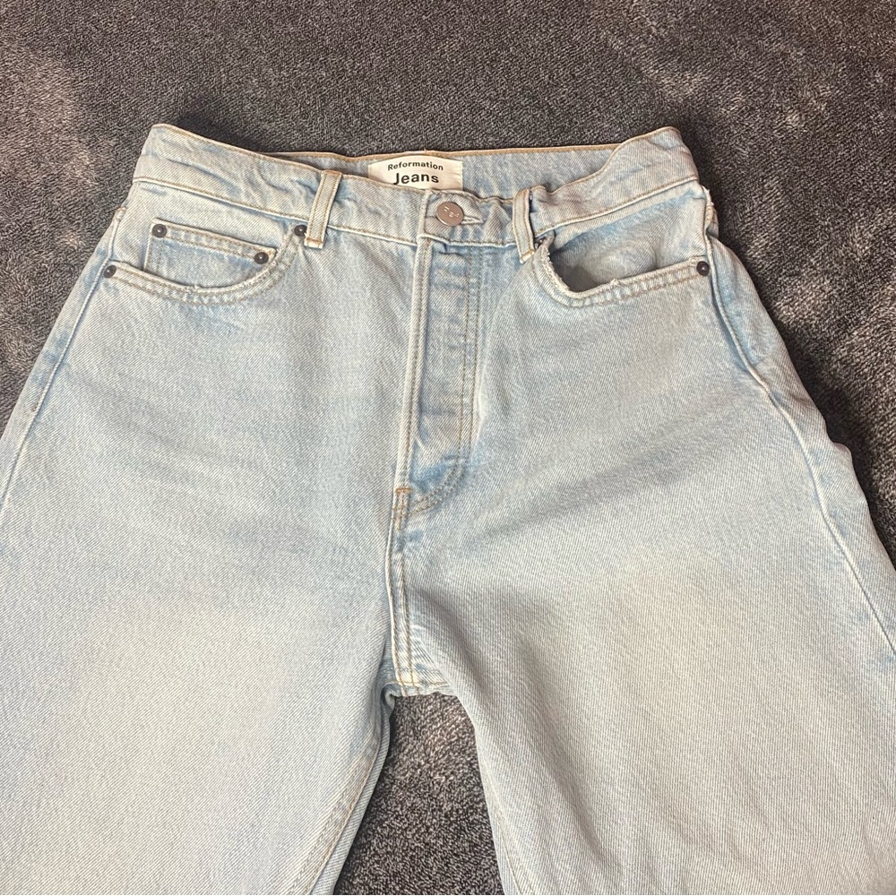 REFORMATION Tahoe Blue Jeans With Darker Blue Patch ( 26 ) - Picture 5 of 8